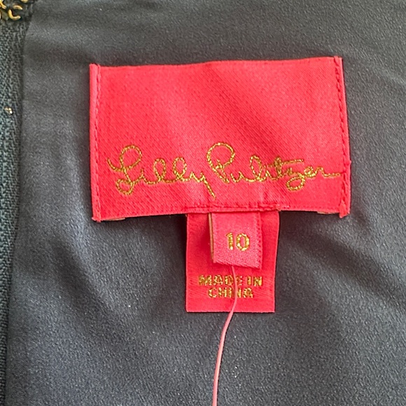 Lilly Pulitzer Navy Blue and Gold Floral Dress - Picture 3 of 10